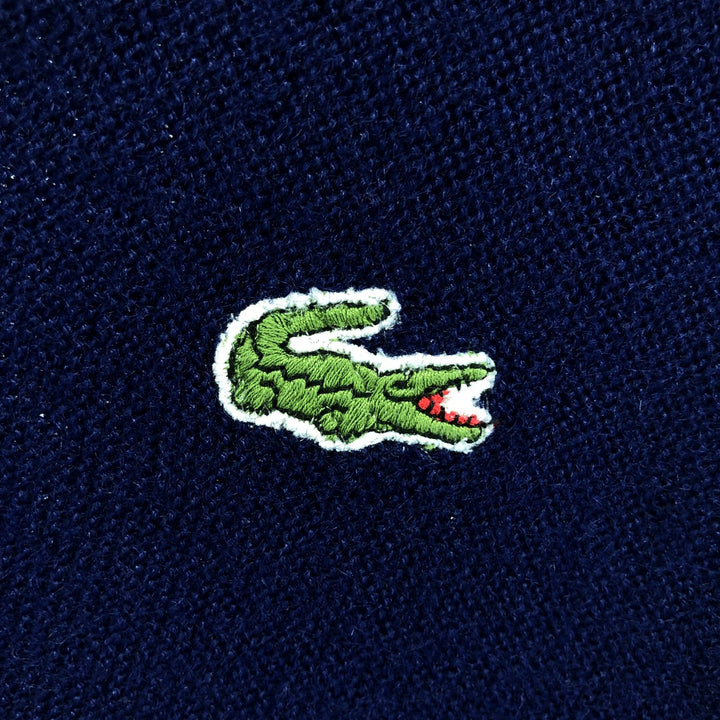 Vintage 1970'S Lacoste IZOD cotton knit cardigan, men's size L acrylic navy blue type Vintage Second Hand
