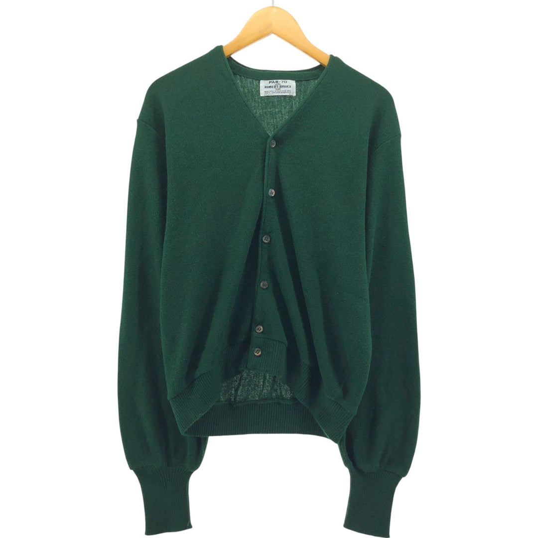 Vintage 1970'S Robert Bruce PAR-70 acrylic knit cardigan, made in the USA, size L, men's Oron Acrylic green type Vintage Second Hand