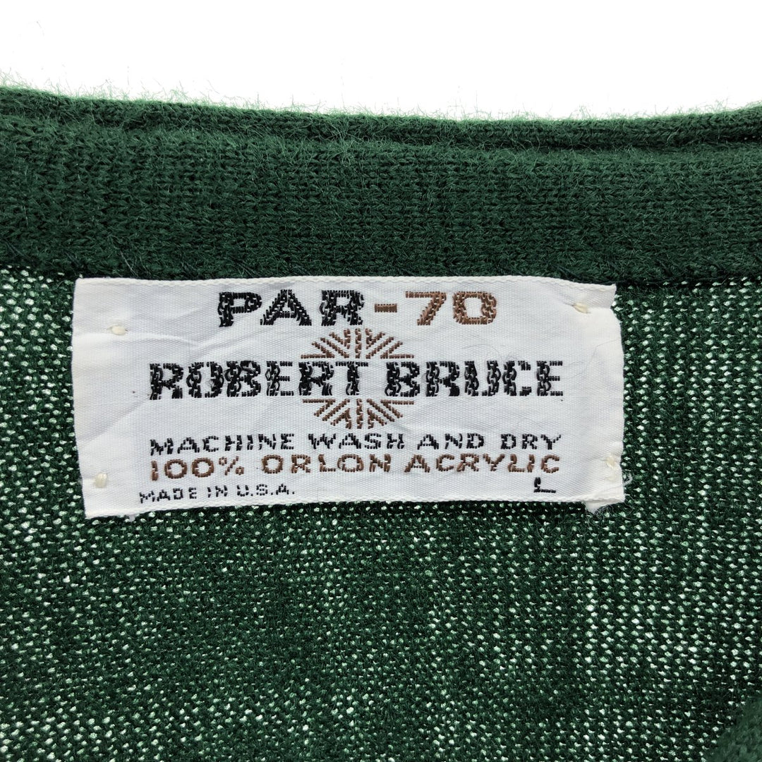 Vintage 1970'S Robert Bruce PAR-70 acrylic knit cardigan, made in the USA, size L, men's Oron Acrylic green type Vintage Second Hand