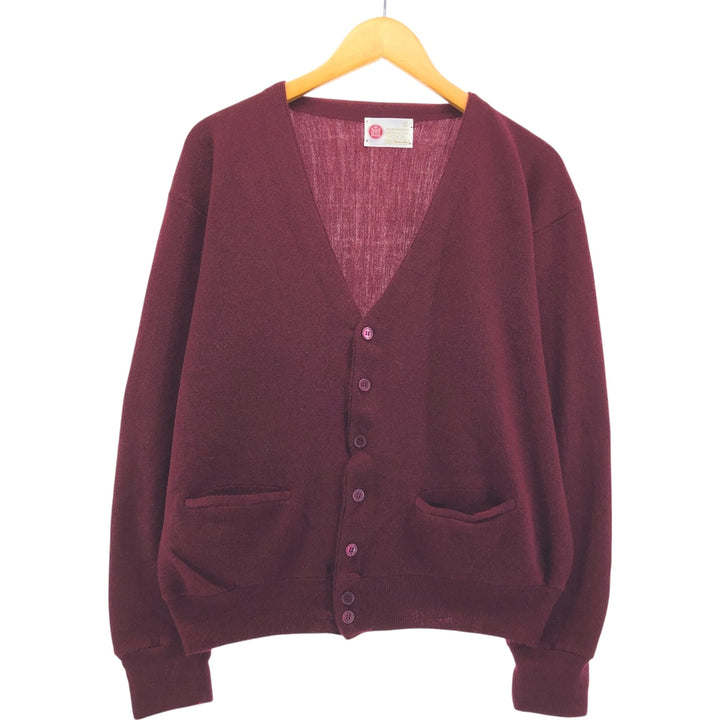 Vintage 1970'S Sears Kings Road acrylic knit cardigan, size L, men's acrylic wine-red Vintage Second Hand