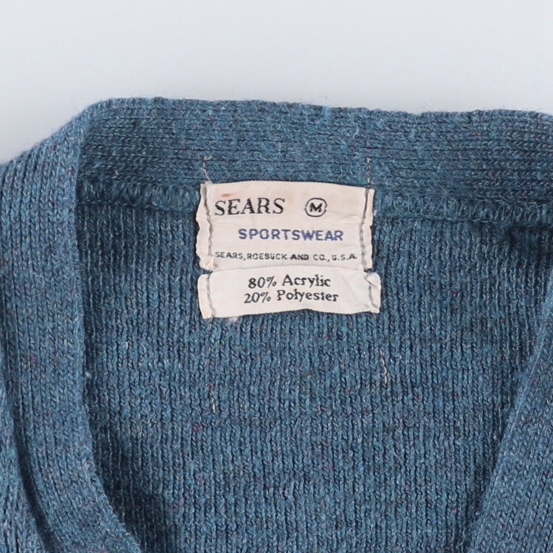 Vintage 1960'S Sears acrylic knit cardigan, size M, men's acrylic blue type Vintage Second Hand