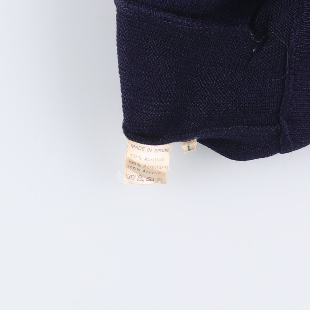 Vintage 1970'S Lacoste Chemise French Lacoste acrylic knit cardigan, men's size L acrylic navy blue type Vintage Second Hand