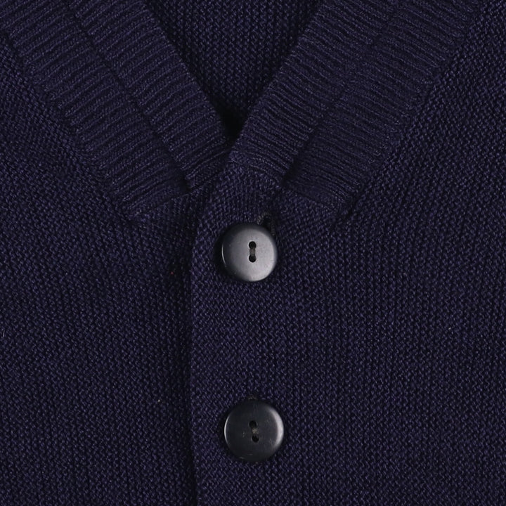 Vintage 1970'S Lacoste Chemise French Lacoste acrylic knit cardigan, men's size L acrylic navy blue type Vintage Second Hand