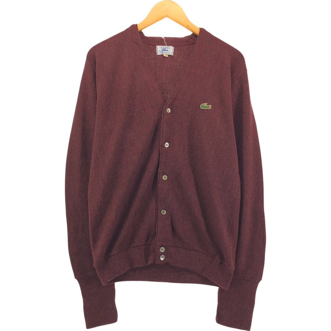 Vintage 70s-80'S Lacoste IZOD acrylic knit cardigan, men's size M acrylic burgundy type Vintage Second Hand