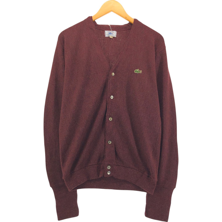Vintage 70s-80'S Lacoste IZOD acrylic knit cardigan, men's size M acrylic burgundy type Vintage Second Hand