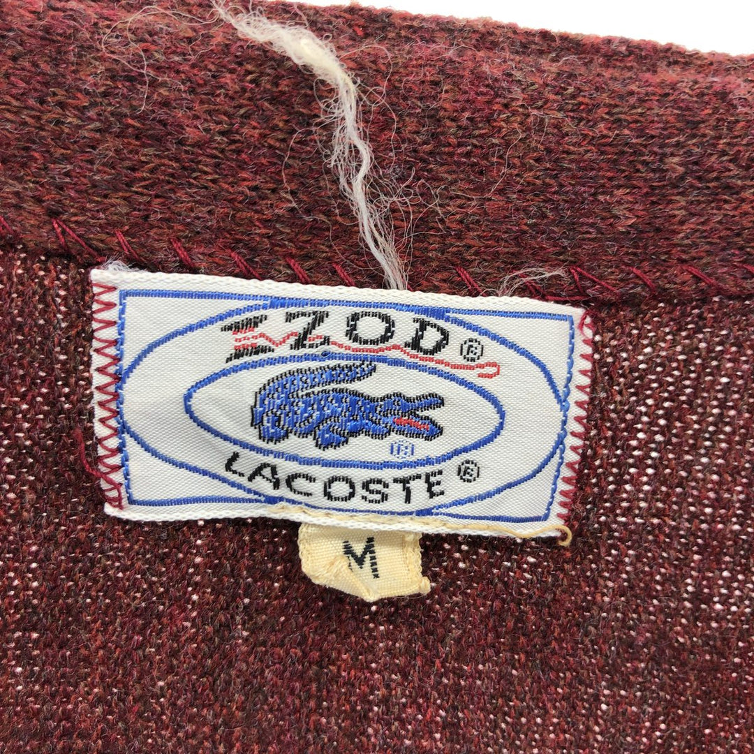 Vintage 70s-80'S Lacoste IZOD acrylic knit cardigan, men's size M acrylic burgundy type Vintage Second Hand