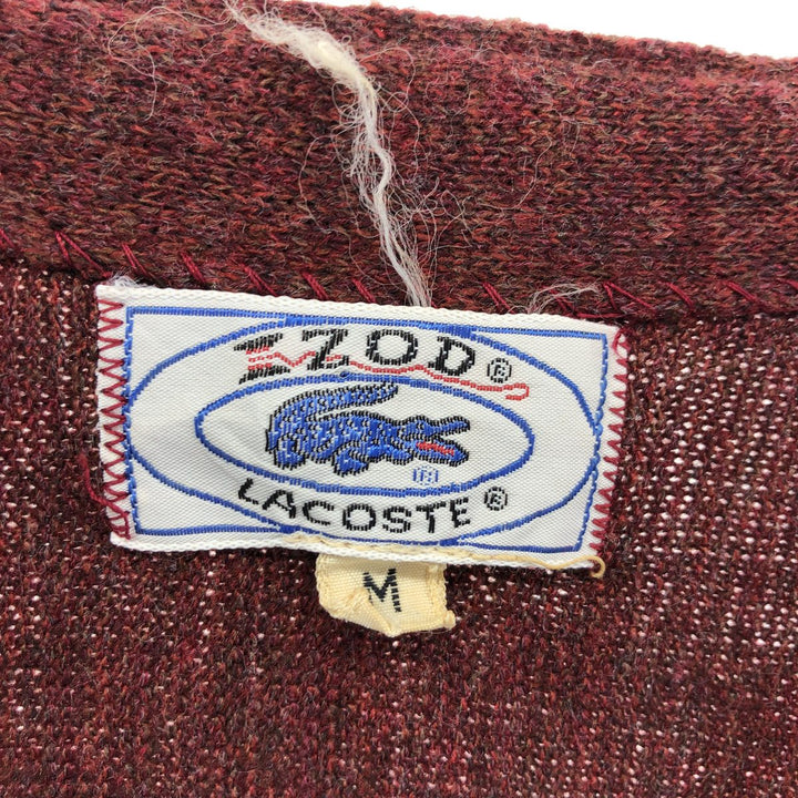 Vintage 70s-80'S Lacoste IZOD acrylic knit cardigan, men's size M acrylic burgundy type Vintage Second Hand
