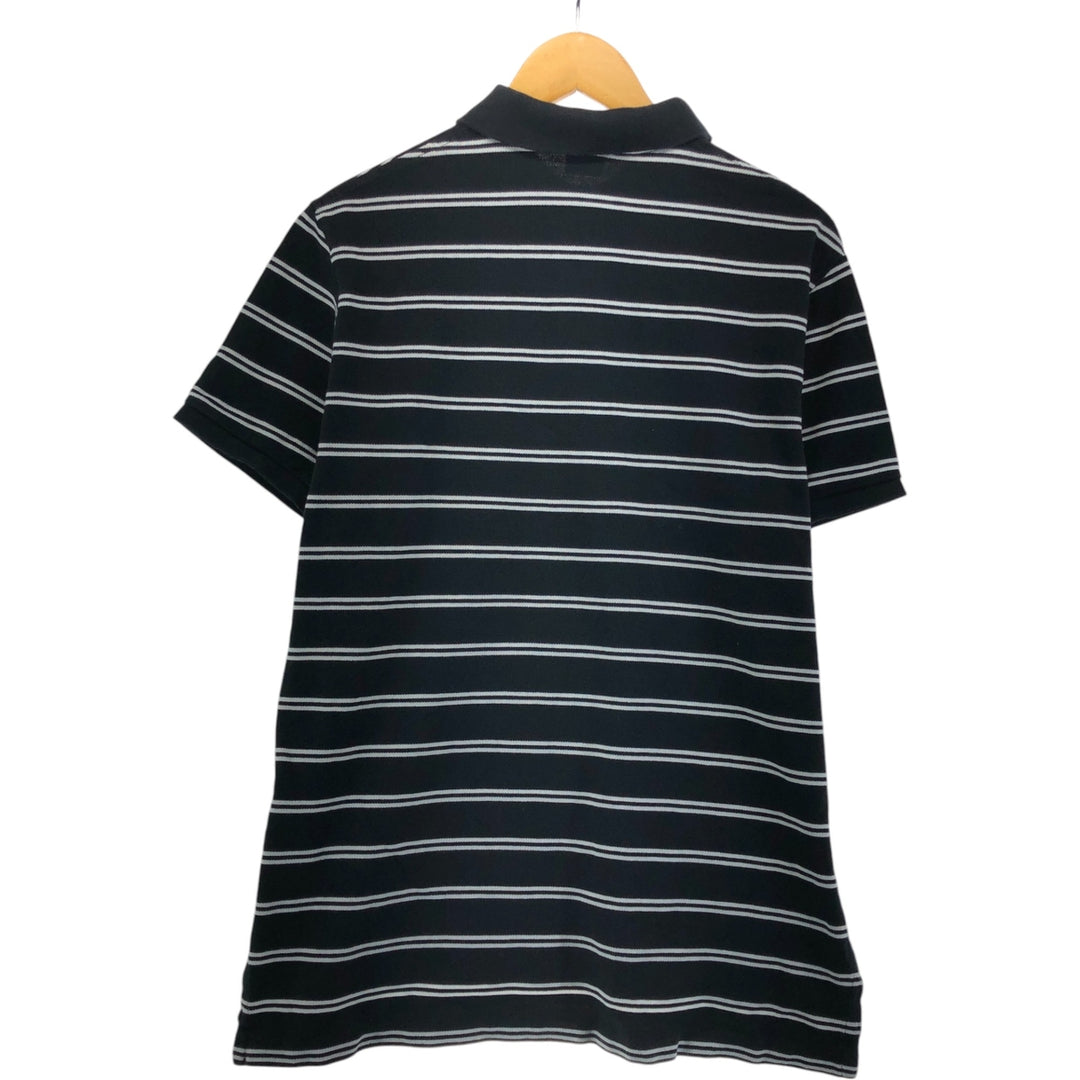 Ralph Lauren POLO by Ralph Lauren CUSTOM FIT short sleeve striped polo shirt men's XL size cotton black type Vintage Second Hand