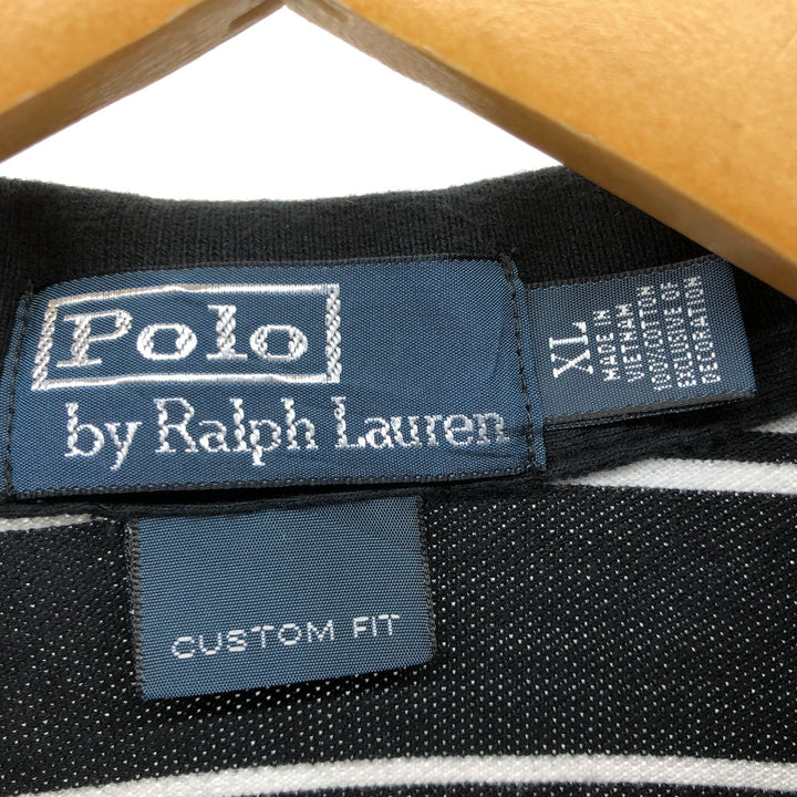 Ralph Lauren POLO by Ralph Lauren CUSTOM FIT short sleeve striped polo shirt men's XL size cotton black type Vintage Second Hand