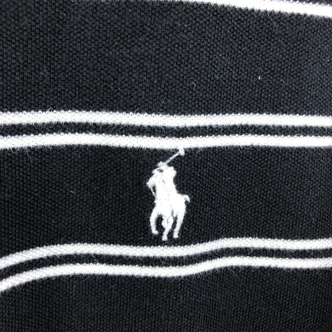 Ralph Lauren POLO by Ralph Lauren CUSTOM FIT short sleeve striped polo shirt men's XL size cotton black type Vintage Second Hand