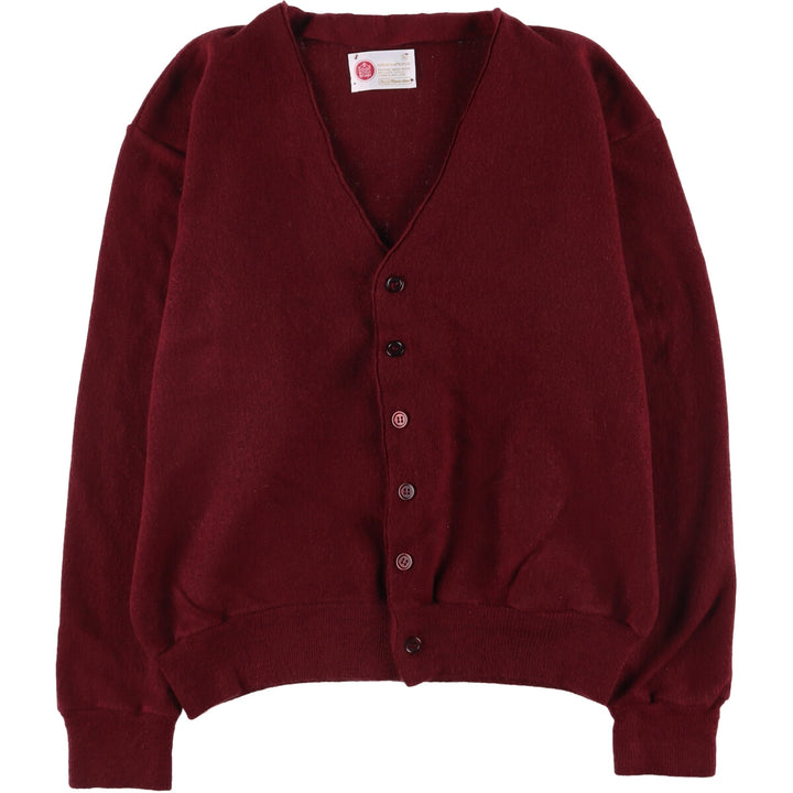 Vintage 1970'S Sears Kings Road acrylic knit cardigan, men's size XL acrylic wine-red Vintage Second Hand