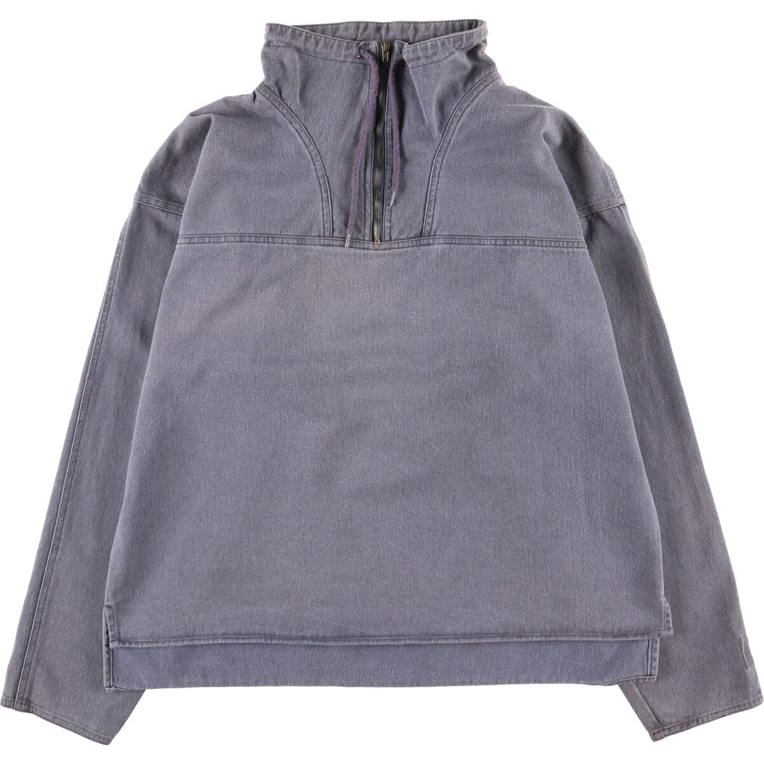 80'S Adidas Half Zip Cotton Pullover Men's M Size Vintage cotton gray type Vintage Second Hand