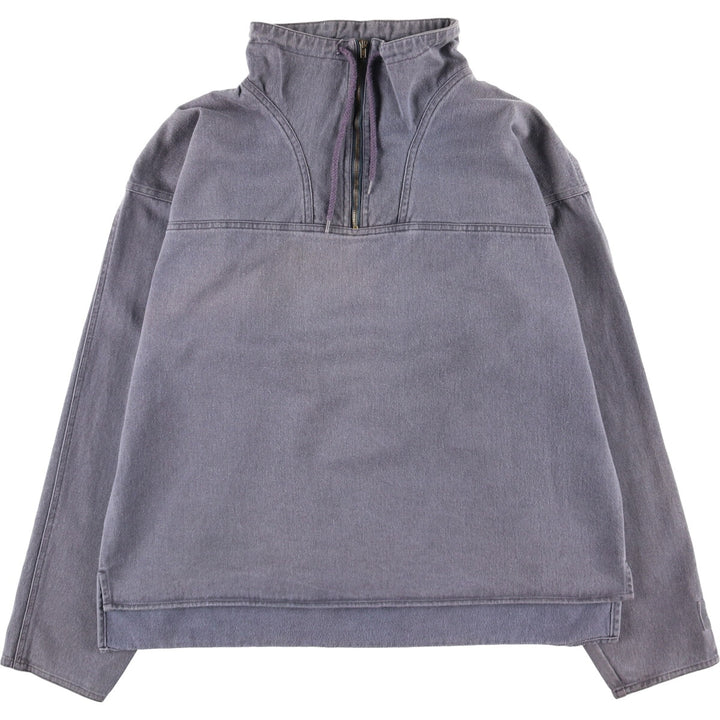 80'S Adidas Half Zip Cotton Pullover Men's M Size Vintage cotton gray type Vintage Second Hand