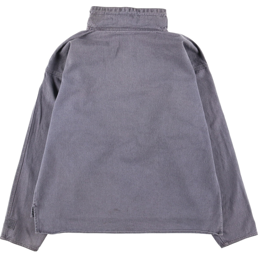 80'S Adidas Half Zip Cotton Pullover Men's M Size Vintage cotton gray type Vintage Second Hand