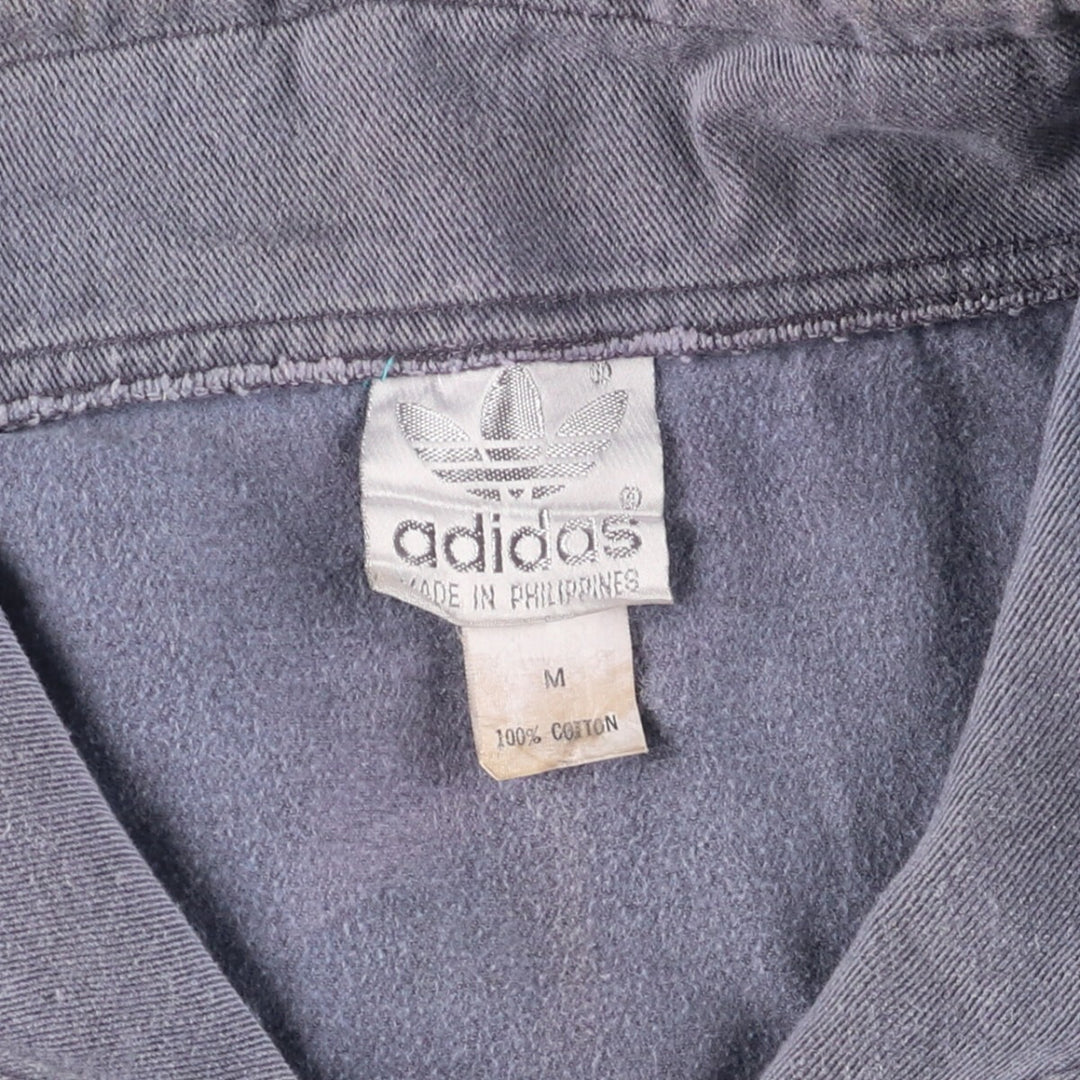80'S Adidas Half Zip Cotton Pullover Men's M Size Vintage cotton gray type Vintage Second Hand