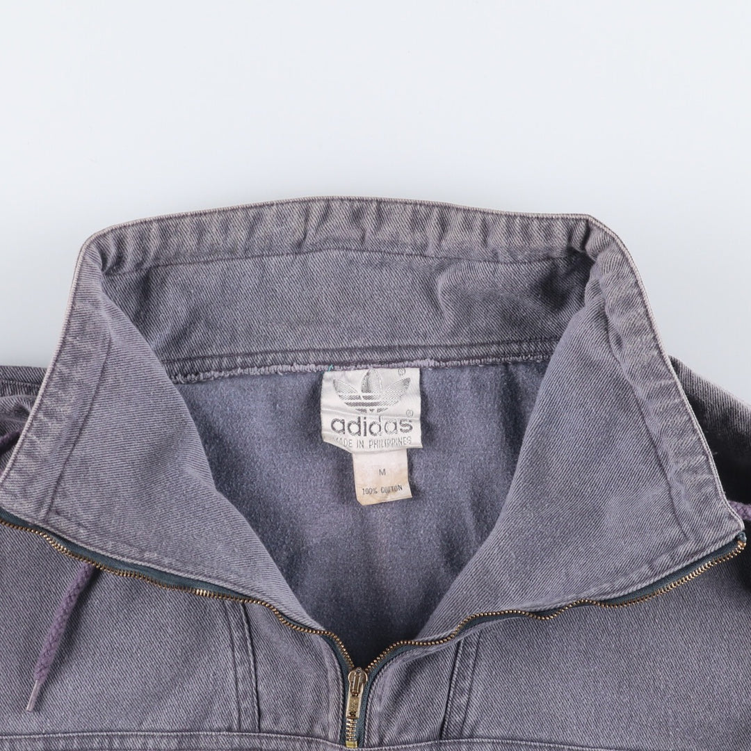 80'S Adidas Half Zip Cotton Pullover Men's M Size Vintage cotton gray type Vintage Second Hand