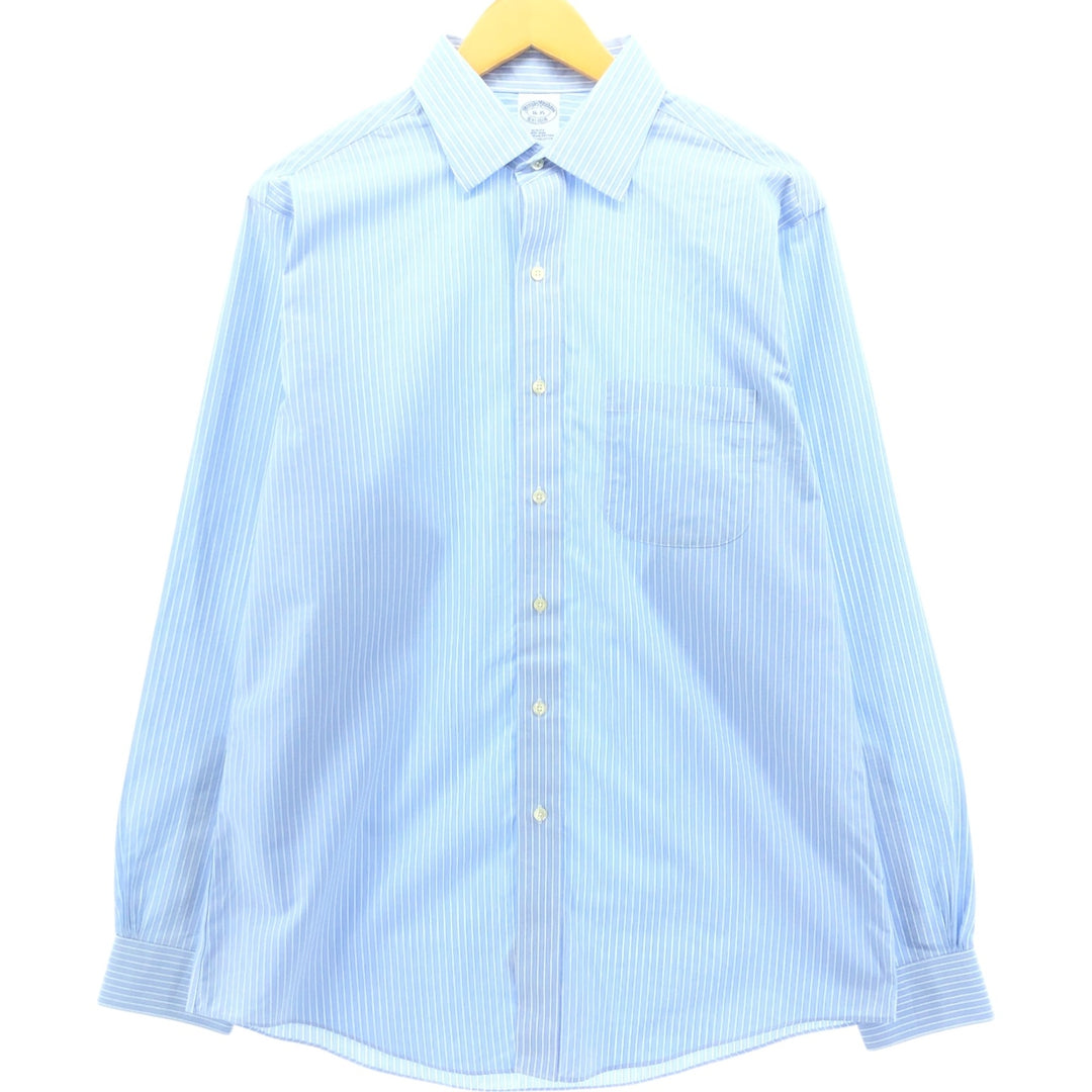 Brooks Brothers Est.1818 Wide Collar Long Sleeve Cotton Striped Shirt Men's Size L Supima Cotton blue type Vintage Second Hand