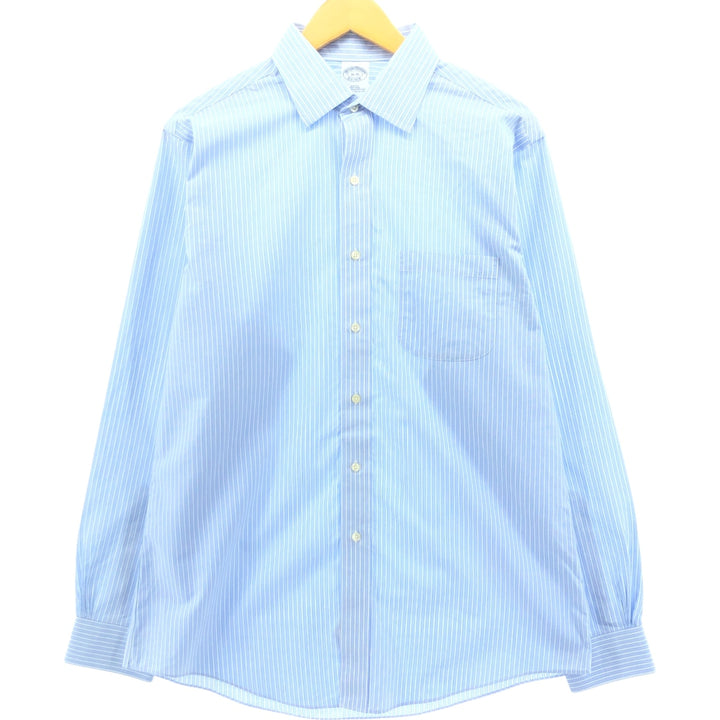 Brooks Brothers Est.1818 Wide Collar Long Sleeve Cotton Striped Shirt Men's Size L Supima Cotton blue type Vintage Second Hand