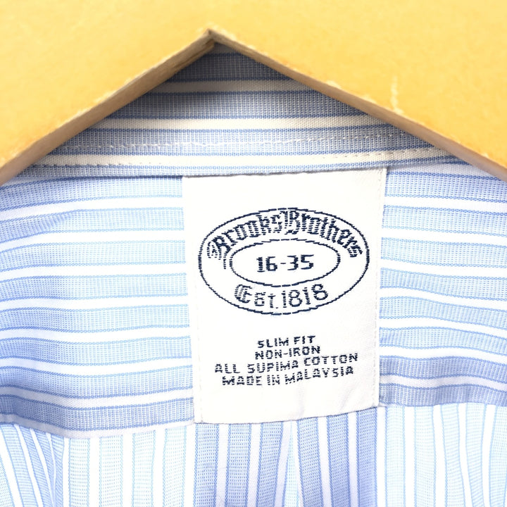 Brooks Brothers Est.1818 Wide Collar Long Sleeve Cotton Striped Shirt Men's Size L Supima Cotton blue type Vintage Second Hand