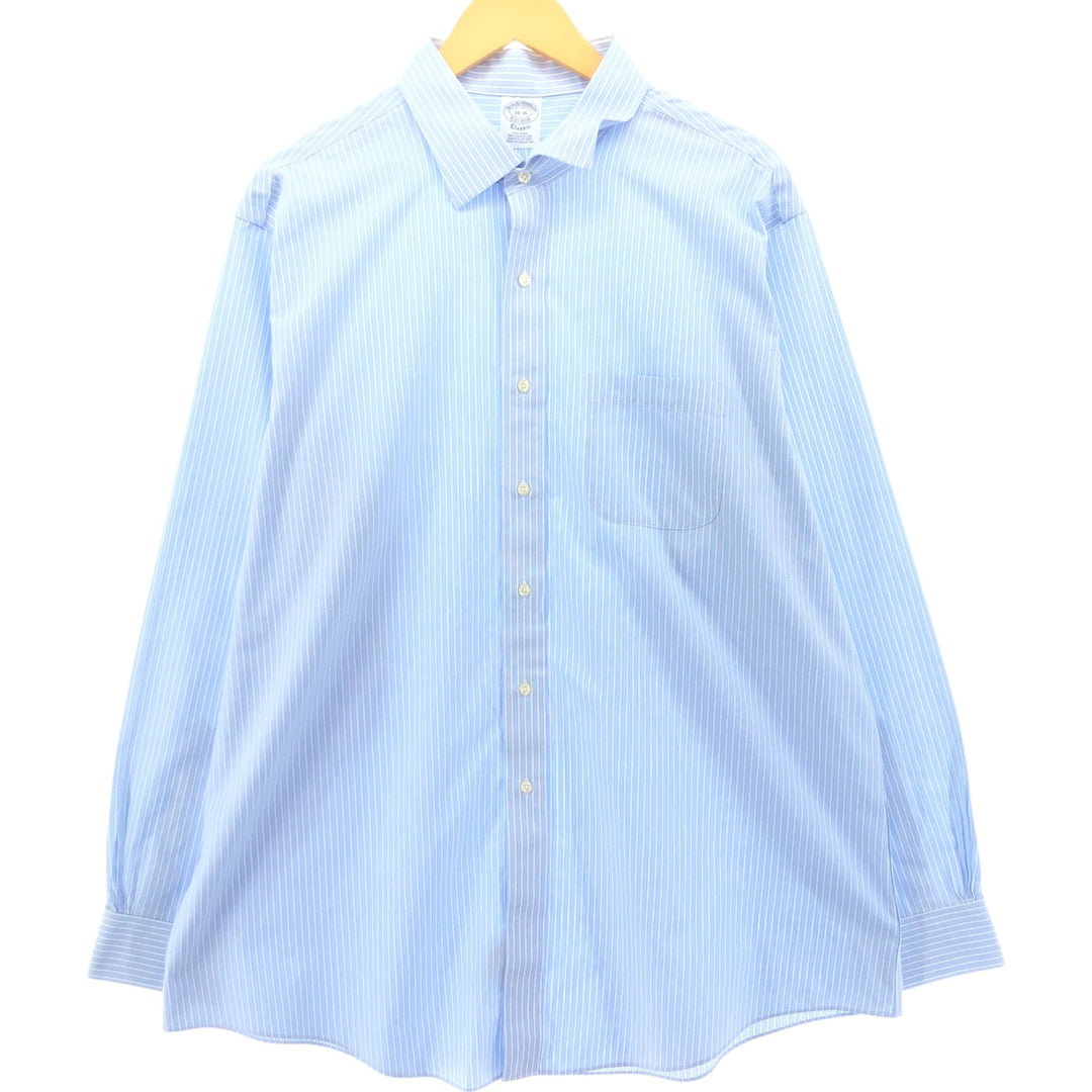 Brooks Brothers Est.1818 Classic Wide Collar Long Sleeve Cotton Striped Shirt Men's XXL Supima Cotton blue type Vintage Second Hand