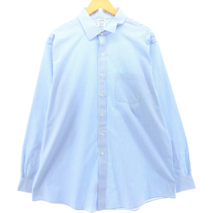 Brooks Brothers Est.1818 Classic Wide Collar Long Sleeve Cotton Striped Shirt Men's XXL Supima Cotton blue type Vintage Second Hand
