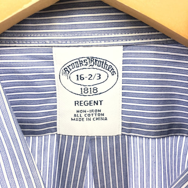 Brooks Brothers 1818 REGENT Multi-stripe long sleeve cotton striped shirt, men's size L cotton navy blue type Vintage Second Hand