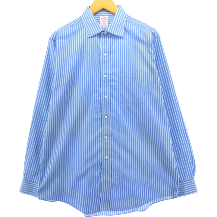 Brooks Brothers Est.1818 Wide Collar Long Sleeve Cotton Striped Shirt Men's Size L cotton blue type Vintage Second Hand