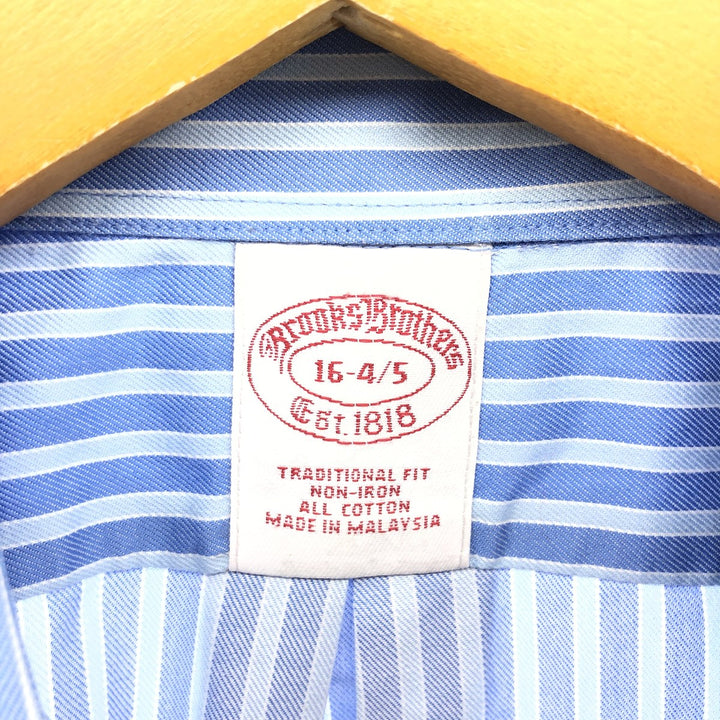 Brooks Brothers Est.1818 Wide Collar Long Sleeve Cotton Striped Shirt Men's Size L cotton blue type Vintage Second Hand