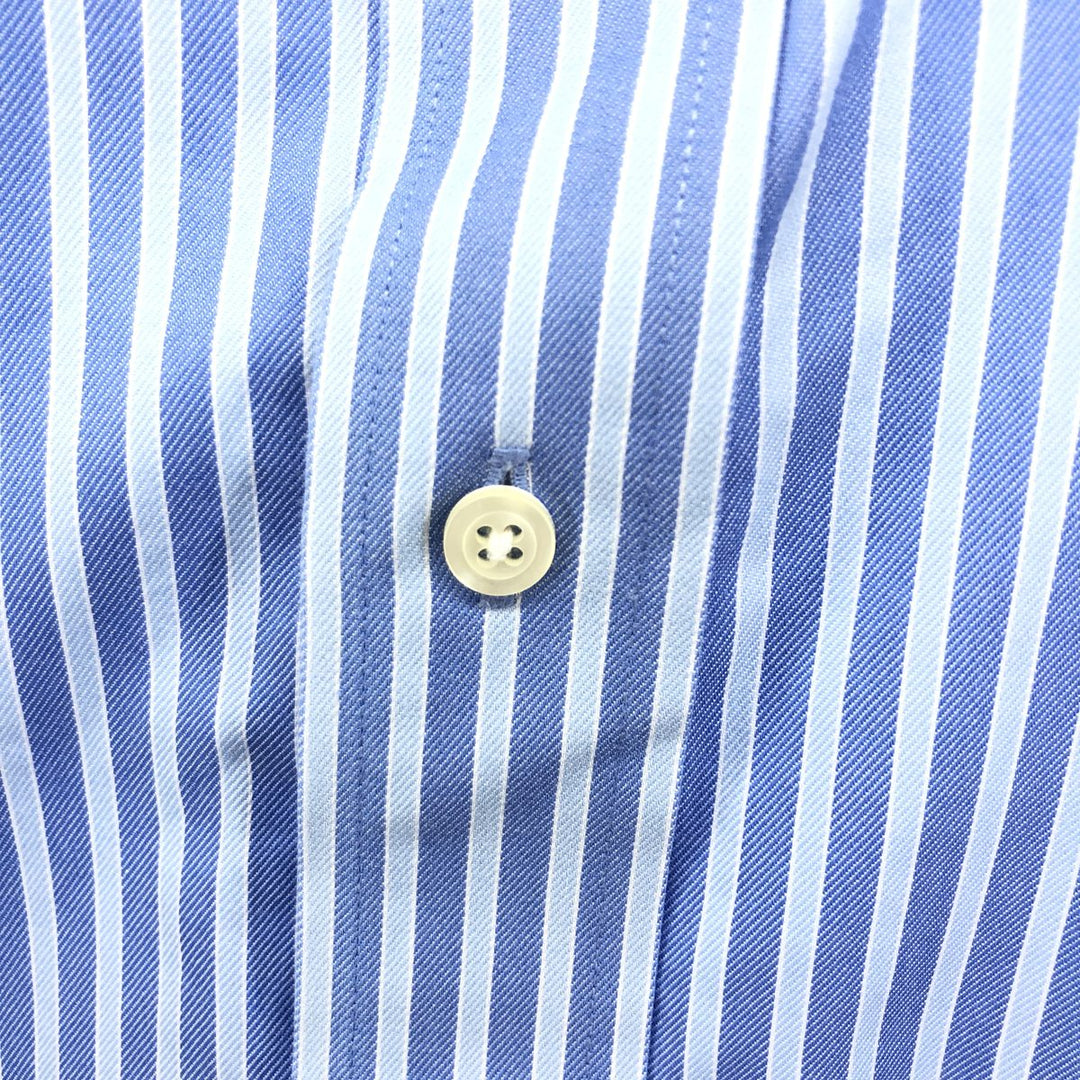 Brooks Brothers Est.1818 Wide Collar Long Sleeve Cotton Striped Shirt Men's Size L cotton blue type Vintage Second Hand