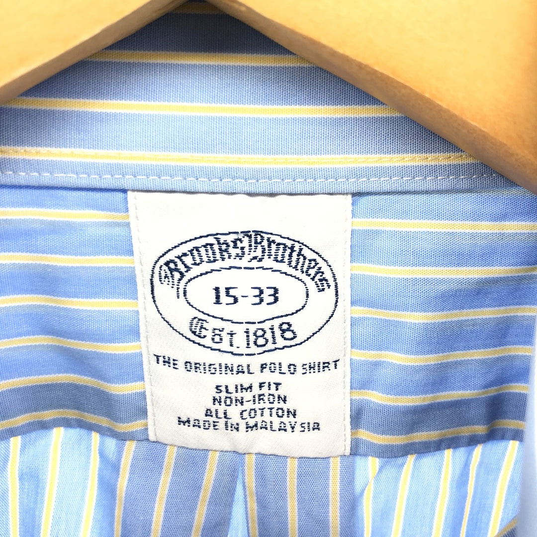 Brooks Brothers Est.1818 Long Sleeve Button-Down Striped Shirt, Men's M Size cotton blue type Vintage Second Hand