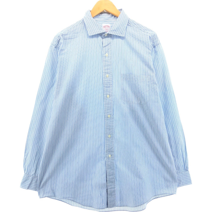 Brooks Brothers 346 Wide Collar Long Sleeve Cotton Striped Shirt, Men's Size L cotton blue type Vintage Second Hand