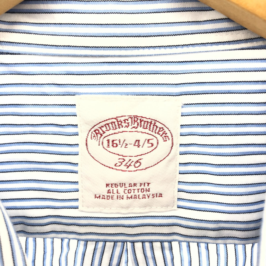 Brooks Brothers 346 Wide Collar Long Sleeve Cotton Striped Shirt, Men's Size L cotton blue type Vintage Second Hand