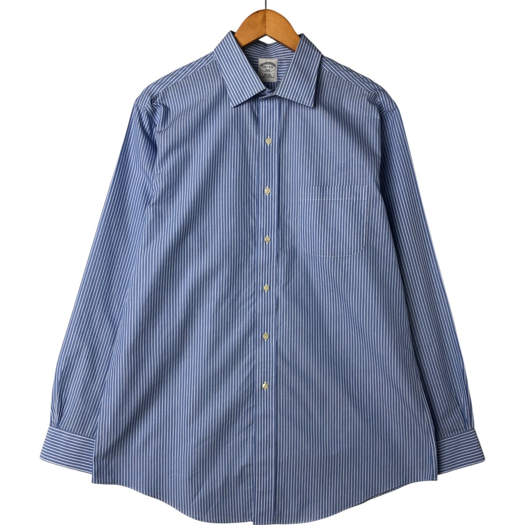 Brooks Brothers 346 Wide Collar Long Sleeve Striped Shirt Men's Size L cotton blue type Vintage Second Hand