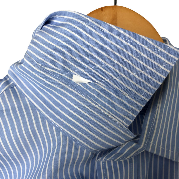 Brooks Brothers 346 Wide Collar Long Sleeve Striped Shirt Men's Size L cotton blue type Vintage Second Hand