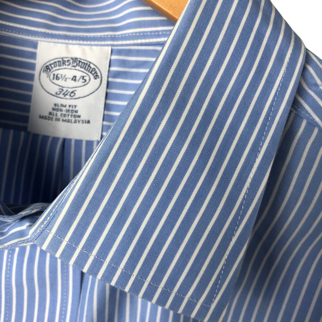 Brooks Brothers 346 Wide Collar Long Sleeve Striped Shirt Men's Size L cotton blue type Vintage Second Hand