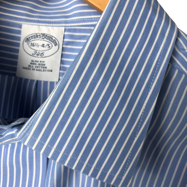 Brooks Brothers 346 Wide Collar Long Sleeve Striped Shirt Men's Size L cotton blue type Vintage Second Hand