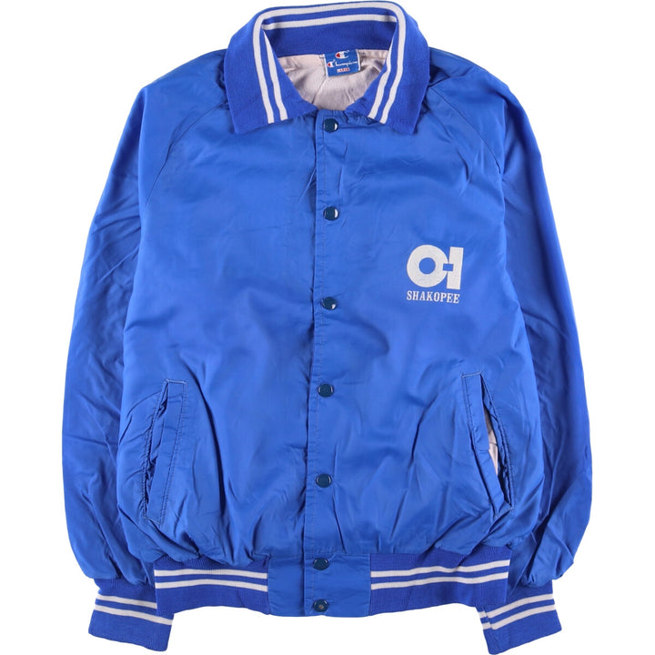 90'S Champion Collared Varsity Jacket Award Jacket Made in USA Men's L Size unclear blue type Vintage Second Hand