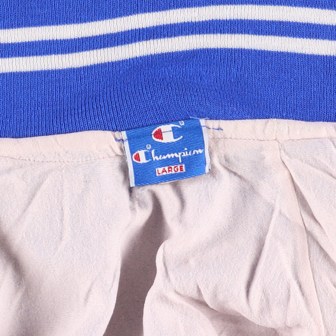90'S Champion Collared Varsity Jacket Award Jacket Made in USA Men's L Size unclear blue type Vintage Second Hand
