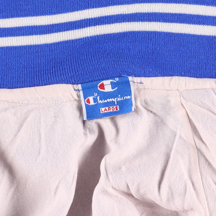 90'S Champion Collared Varsity Jacket Award Jacket Made in USA Men's L Size unclear blue type Vintage Second Hand