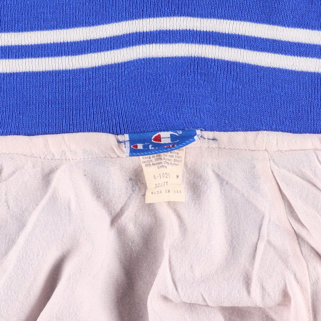 90'S Champion Collared Varsity Jacket Award Jacket Made in USA Men's L Size unclear blue type Vintage Second Hand