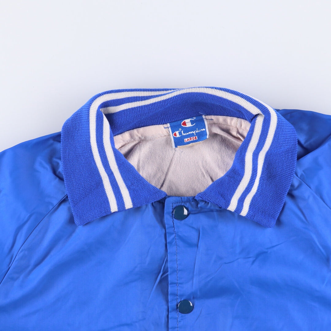 90'S Champion Collared Varsity Jacket Award Jacket Made in USA Men's L Size unclear blue type Vintage Second Hand