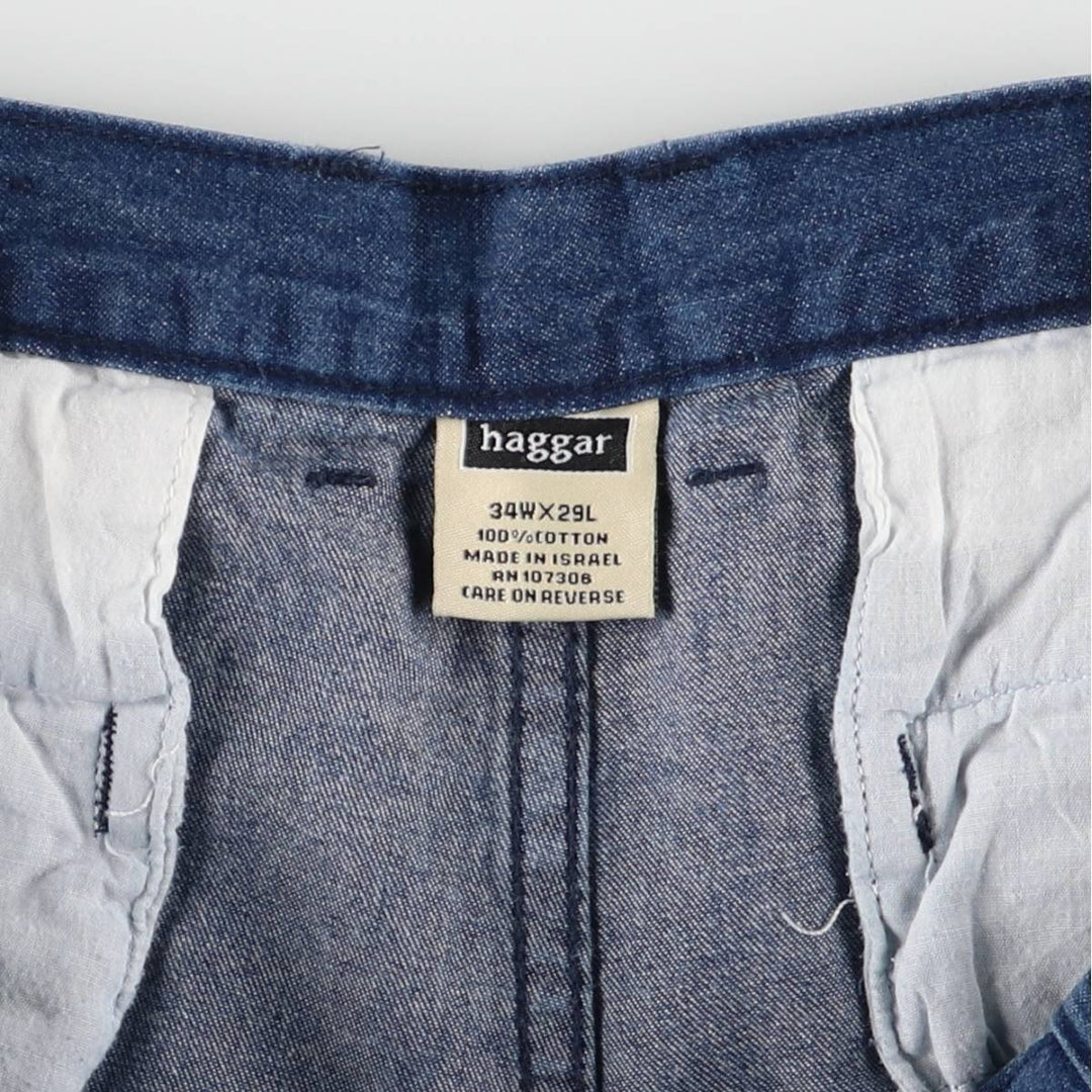 Haggar Men's Straight Denim Cargo Pants, Size W34 cotton blue type Vintage Second Hand