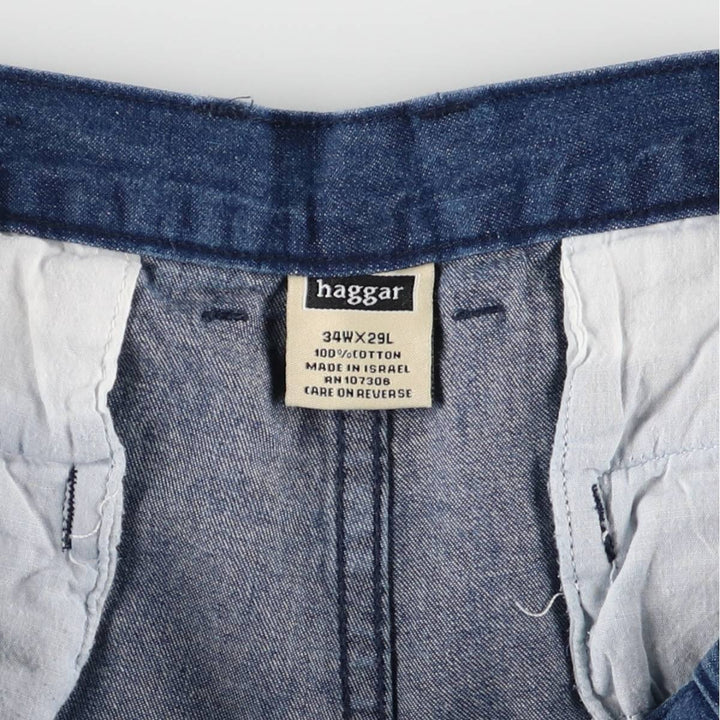 Haggar Men's Straight Denim Cargo Pants, Size W34 cotton blue type Vintage Second Hand