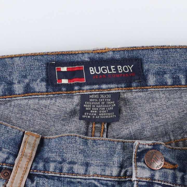 BUGLEY BOY Men's Straight Denim Pants, Size W35, Vintage cotton blue type Vintage Second Hand