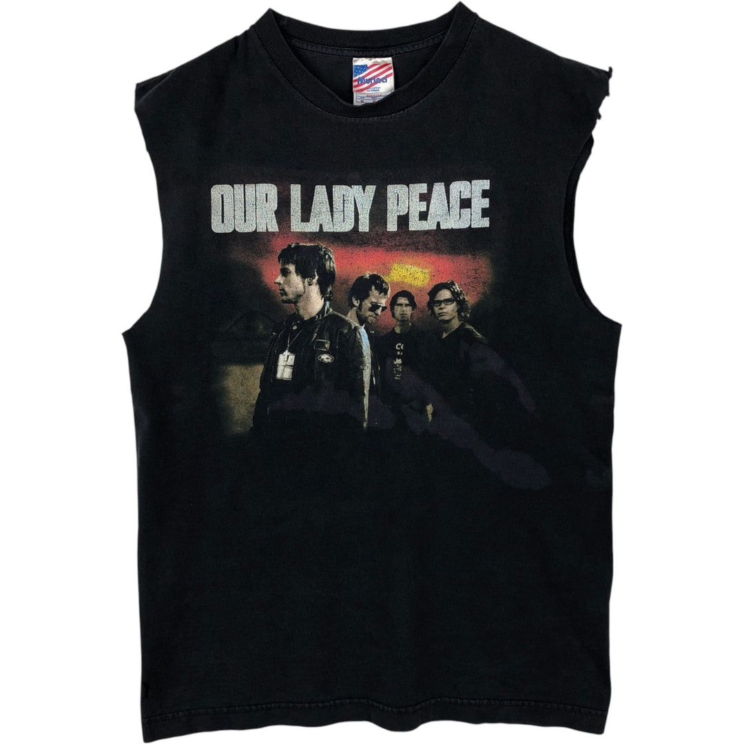 2000'S Murina Our Lady Peace Sleeveless Cut-Off Band T-Shirt, Made in USA, Men's Size M (approx.) cotton black type Vintage Second Hand