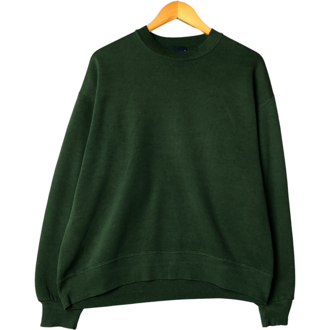 HIS plain blank sweatshirt, made in the USA, men's size L, vintage cotton green type Vintage Second Hand