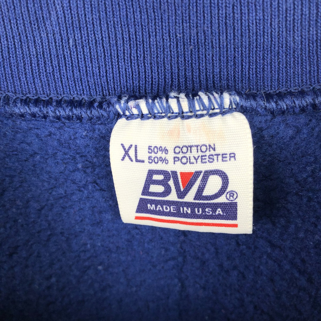 90'S BVD plain blank sweatshirt, sweatshirt, made in USA, men's XL size, vintage cotton Navy blue Vintage Second Hand