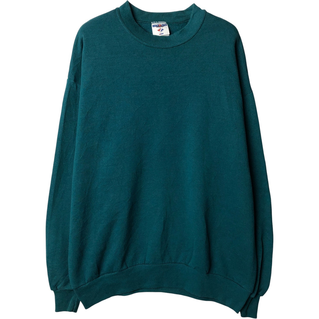 90'S Jerzees Plain Blank Sweatshirt Trainer Made in USA Men's XL Vintage cotton green type Vintage Second Hand