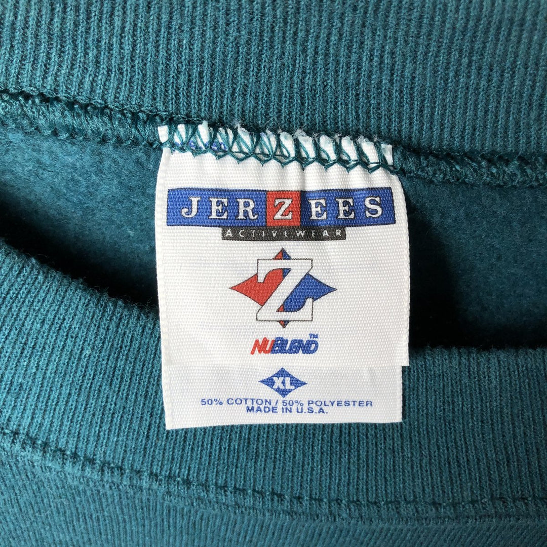 90'S Jerzees Plain Blank Sweatshirt Trainer Made in USA Men's XL Vintage cotton green type Vintage Second Hand