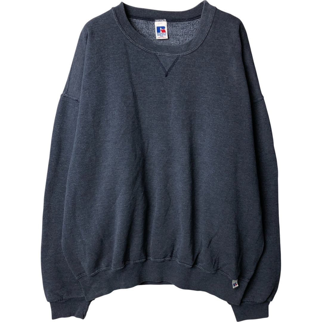 90'S Russell plain blank sweatshirt, sweatshirt, men's XXL size, vintage polyester navy blue type Vintage Second Hand